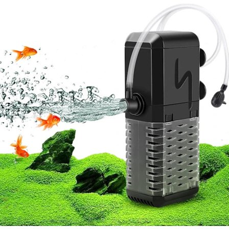 Justerbart akvariefilter 600L/H akvariepumpe, ultra-støjsvagt internt akvariefilter egnet til akvarier op til 200L (6W)