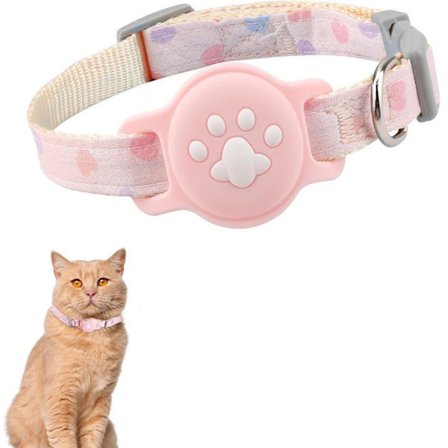 Cat Collar with AirTag Holder - Adjustable Luminous Safety Collar for Cats