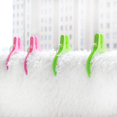 4 Jumbo Strandhandduksklipp för Solstol, Stora Klädnypor i Plast, Hållbara