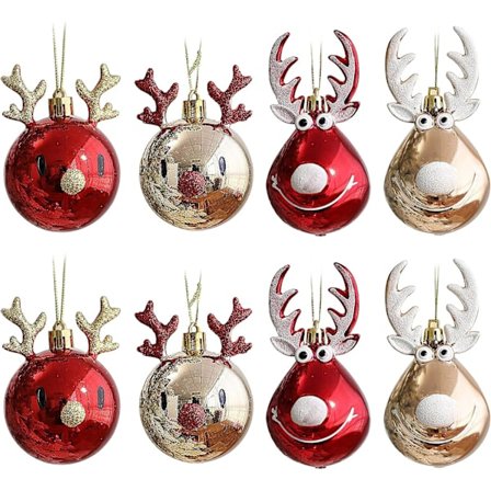 8 Pakning Knusesikre Juletrepynt med Reinsdyr Anheng