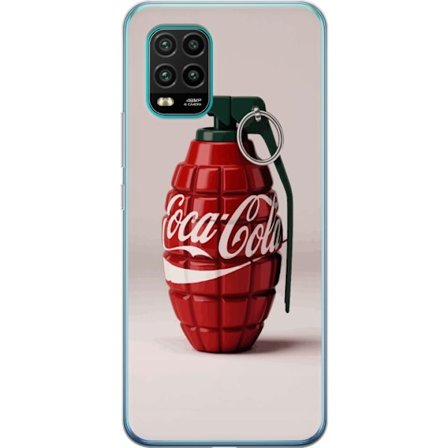 Yhteensopiva Puhelinkuori Xiaomi Xiaomi Mi 10 Lite 5G Taiteellinen kuva Coca Cola -granaatista punaisena ja vihreänä, pop-art-inspiroitu motiivi lei