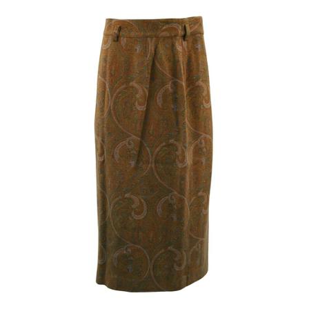 Max Mara, Paisley Jacquard Knee Length Skirt Brązowy, Kobieta, Rozmiar: S