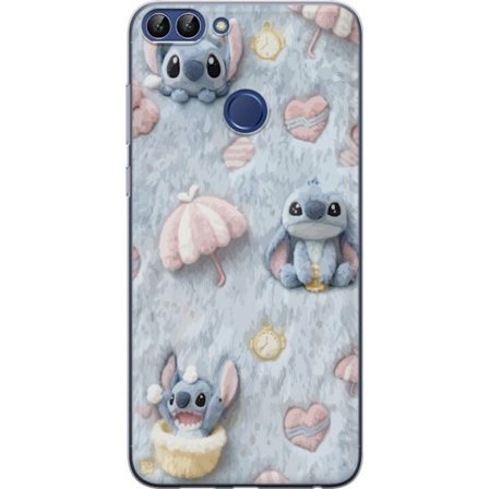 Kompatibel Mobilcover til Huawei P smart Stitch mønster med hjerter, paraplyer og pastelfarvet blød baggrund