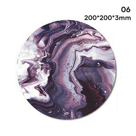 Rund musematte i marmor, premium tekstur, vaskbar, sklisikker gummi