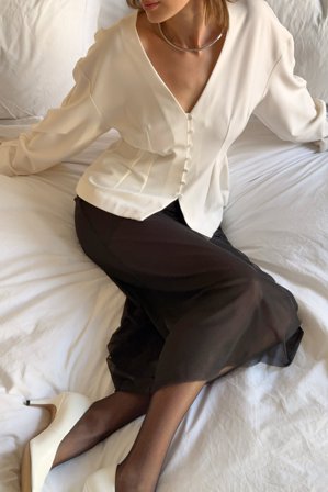 NA-KD Tailored Fitted Button Front Blouse - Bluser - OffHvid - EU 38