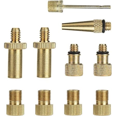 10 stk Cykelpumpe Ventilstykker Adaptere, Cykelventiladapter til Bilventil SV AV DV Bolde Nål