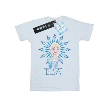 Disney Dam/Damer Frozen Elsa Snöflinga Bomull Boyfriend T-Shirt 3XL Vit