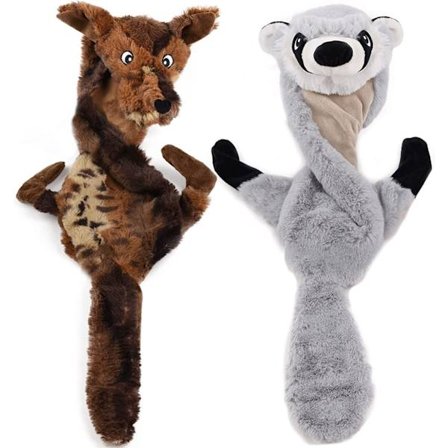 Uforgængeligt hundelegetøj, plys hundelegetøj hvalpelegetøj, holdbart plisseret tyggelegetøj til mellemstore og store hunde, ulv og vaskebjørn model (