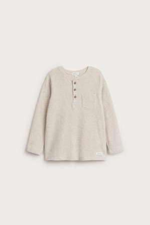 Newbie | Långärmad farfarströja Melerad beige 86/92 | Melerad beige