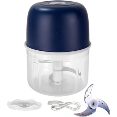 Elektrisk vitlökspress trådlös kökshackare för lök ingefära grönsaker barnmat mörkblå 11x8cm
