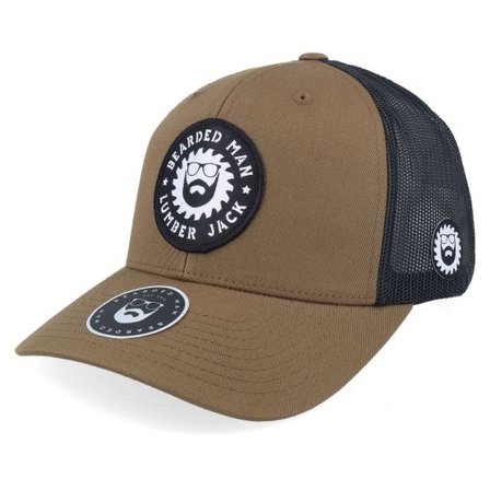 Bearded Man - Brun trucker Keps - Saw Blade Logo Retro Coyote Brown/Black Trucker @ Hatstore