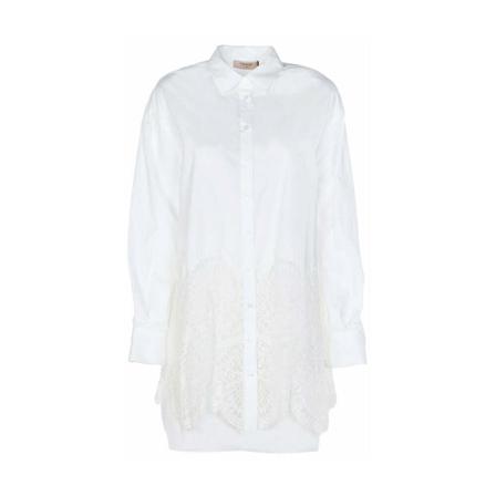 Twinset Popeline shirt with lace Hvid, Dame Skjorter