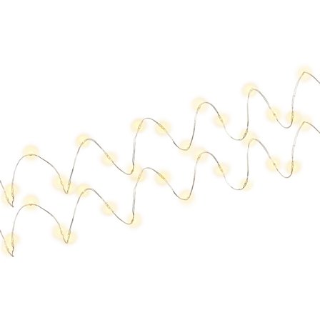 2 x Ljusslinga med silvertråd och 20 LED-lampor, inkl. timer