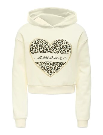 Kogcooper Life Heart Ls Hoodie Swt Noos Cream Kids Only