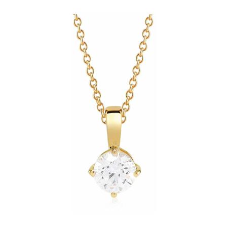 Sif Jakobs, Necklace Princess Round Geel, Dames, Maat:ONE Size,Zilver