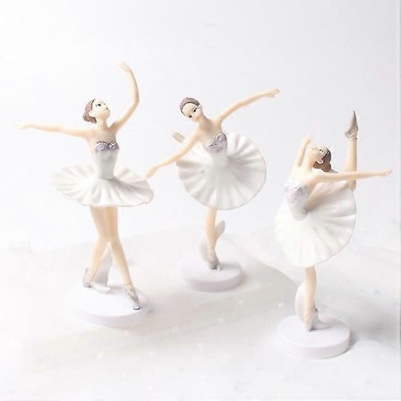 3 stk. Dansende Ballerina Jente Figur, Ballerina Figur Kake Topper, Rosa Ballett Jente Figur Kake Dekorasjon