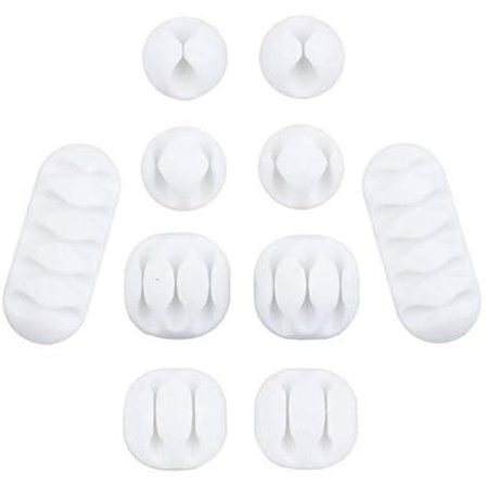 10-delt kabelstyringssæt til skrivebord - Multifunktionelle kabelklemmer - Kabelorganisator til skrivebord til TV, PC, bærbar computer, hjemmekontor -