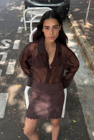 NA-KD Chemise en organza transparent - - Brun - EU 40