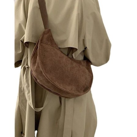 Lærredsskuldertaske Crossbody-taske BRUN