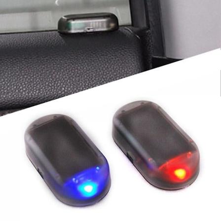 Bil falsk sikkerhedslys Solar Power Simuleret Alarm Trådløs Advarsel Anti Theft Led Blinkende Signal Strobe Lampe Biltilbehør RedLED