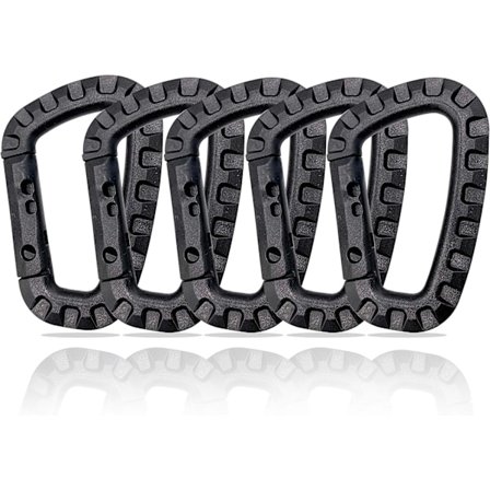 Pakke med 5 plastikkarabiner - Sort - D-form, 8,8*5,5CM