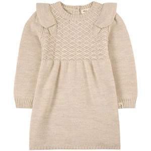 Little Jalo Cream Flounce Knit Dress 56 cm - Dresses - 56 cm - Cream - Mädchen