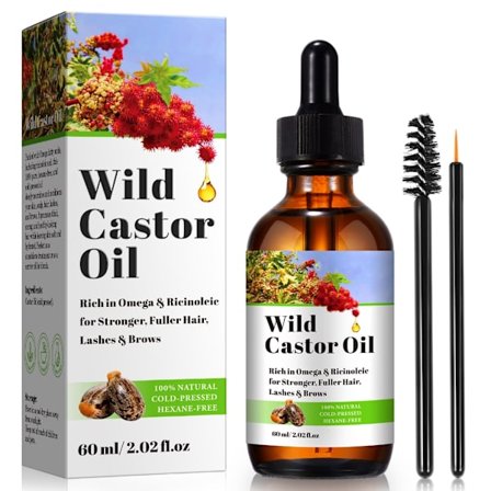 60 ml økologisk vill ricinusolje for hårvekst og øyenbrynsnæring