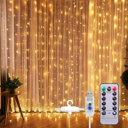 LED-gardinlampor - 3M 300 LED-slingljus Batteri 8 lägen