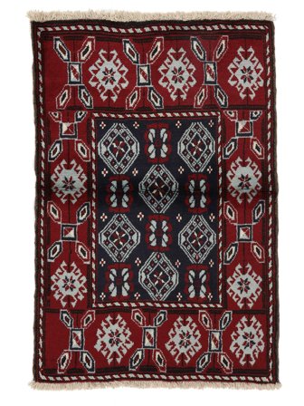 Tapis Baloutche 84X120 Noir/Rouge Foncé (Laine, Perse)
