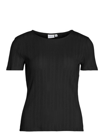 Vila Vikassie S/S Pointelle Top - Noos - Black - S