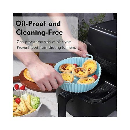 Airfryer silikonemåtte multifunktionel liner frituregryde bageplade Pink + blå i alt 2 stk