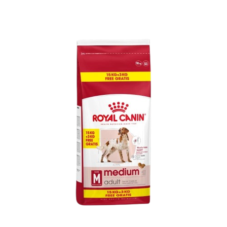 Royal Canin - Medium Voksen 15 kg + 3 kg - Hund - Hundefôr & hundemat - Tørrfôr for hund - ZOO.no