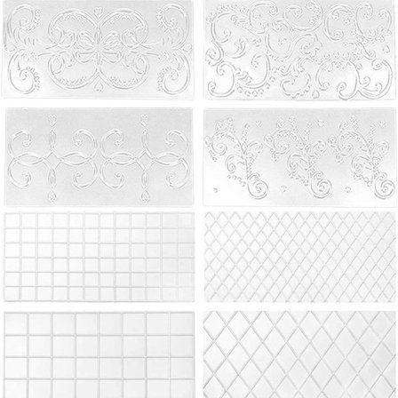 Pakke med 16 pregematter, teksturerte matter, blondemønstermatter for kakedekorasjon, KLB