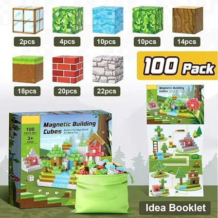 Magnetiske byggeklodser til børn 3+ | STEM Montessori Legetøj | DIY model magnetterninger