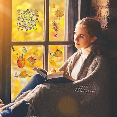 Kiitospäivän Tarrat Ikkunaan, Syksyn Lehdet Ikkunatarrat, Syksyn Koristetarra, Vaahteranlehdet Ikkunaan Kiitospäivän Juhlan Koristeluun