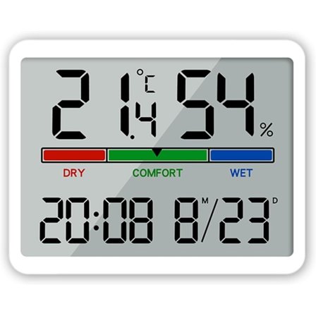 Digitaalinen seinäkello, paristokäyttöinen, magneettinen muotoilu lämpötilalla sisä- ja ulkokäyttöön (valkoinen)