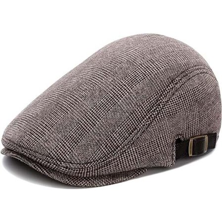 Herre Flat Beret Cap Justerbar Flat Hat Høst Vinter(Coffee-Pla
