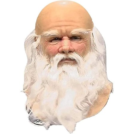 Gammel Mannsmasker, Julenissen Latexmaske med Hvitt Skjegg, Voksen Julenisse Skjegg Parykk Hattsett for Cosplay Kostyme Julparty Karneval