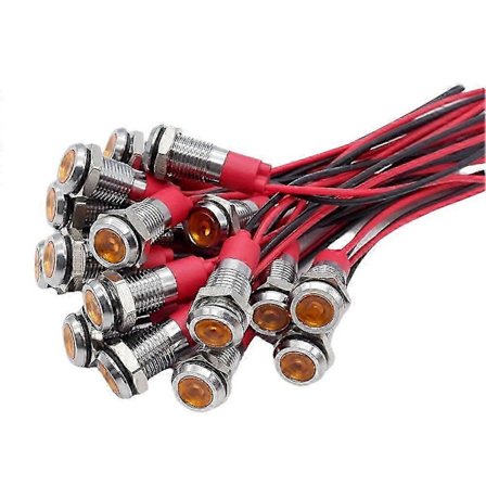 20 kpl 6 mm metalliset LED-varoitusvalot merkkivalo ohjausvalo sisäänrakennetuilla johdoilla 3V O
