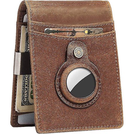 Lommebok Menn, Lommebok For Menn Med Airtag Holder, Ekte Lær Kredittkort Lommebok, Topplokk Slank Lommebok