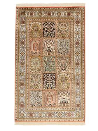 92X152 Tappeto Kashmir Puri Di Seta Orientale Marrone/Arancione (Seta, India) Carpetvista