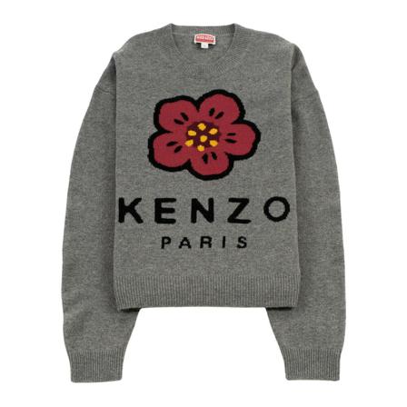 Kenzo, Round-neck Knitwear Szary, Kobieta, Rozmiar: L