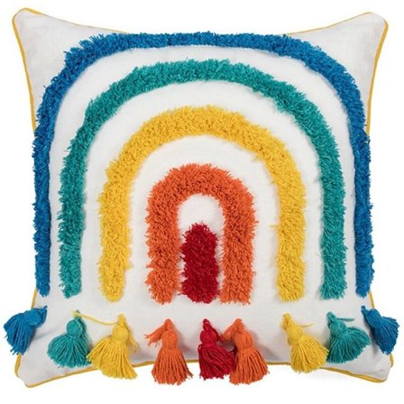 Tufting-prosessi sateenkaarenvärinen koristetyyny sohvatyynynpäällinen sohvalle boho-sisustukseen -A