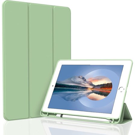 Matcha Grön, Skyddsfodral för iPad 10.2/iPad 10.5/iPad 9/iPad Air 3, Tunt och Mjukt Trefaldigt Ställ Smart Fodral, Automatiskt S
