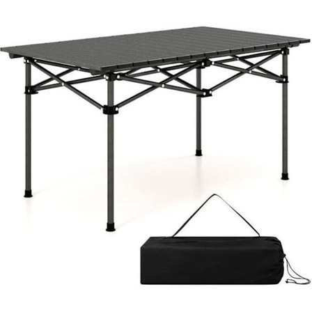 Fällbar Camping-Picknickbord i Aluminium COSTWAY, Yta 95 x 55CM, Transportväska, Fällbart Trädgårdsbord Belastning 60KG