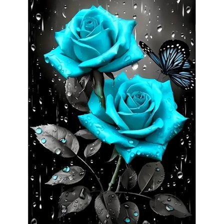 Diamantkonstsatser för vuxna, diamantmålningar med blommor och fjärilar för nybörjare, DIY full runda borr diamantprick ädelstensmålning hem 