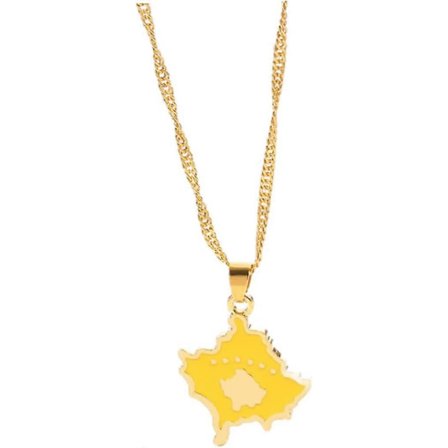 Kultainen näyttävä kaulakoru naisille choker-koru kultainen karttariipus kaulakoru seos Kosovo-kartta näyttävä choker-koru naisille