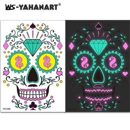 Ansigts tatovering mærkat Tofarvet luminescens Vand til papir Voksne og børn Halloween Påske Jule Rave Fest