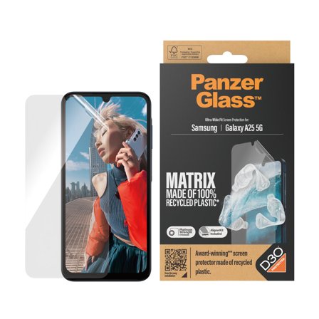 PanzerGlass Screen Protector rPET with D3O Samsung Galaxy New A25 5G Ultra-Wide Fit With Applicator