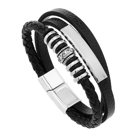 Flerlags Flettet Ekte Skinnarmbånd, Skinnarmbånd For Menn I Svart, Herre Skinnarmbånd, Beste Gaver Til Farsdagen